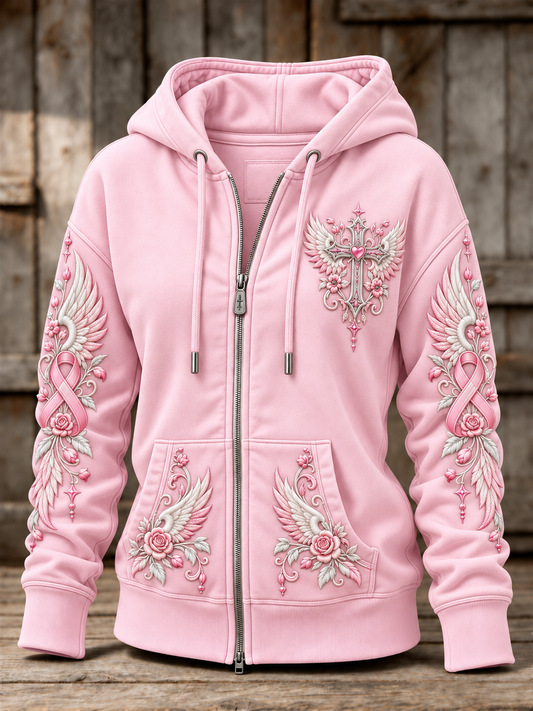 Women's Breast Cancer Zip-Up Hoodie
