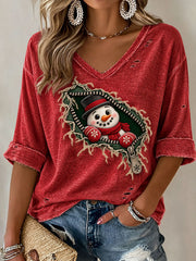 Women’s Christmas Print Casual T-Shirt