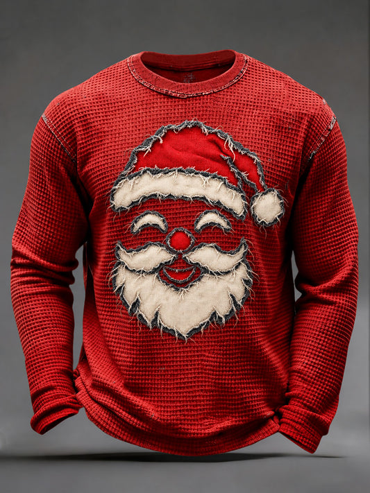 Men's Christmas Waffle Print Casual T-Shirt