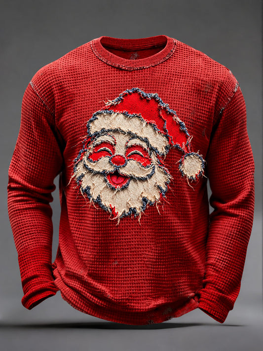 Men's Christmas Waffle Print Casual T-Shirt