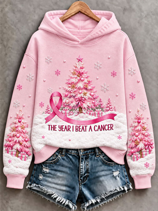 Women's Breast Cancer Awareness Christmas Tree Regular Sweatshirt
