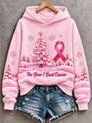 Women's Breast Cancer Awareness Christmas Tree Regular Sweatshirt