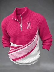 Men's Real Men Wear Pink Breast Cancer Awareness Casual Zipper Pullover