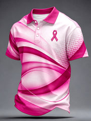 Men's Real Men Wear Pink Breast Cancer Awareness Print Shirt
