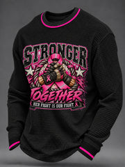 Men's Real Men Wear Pink Breast Cancer Awareness Print Waffle Sweatshirt