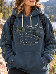 Women's Wilderness Trail Print Hike Lovers Casual Hoodie