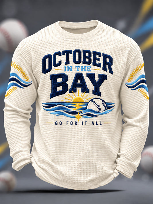 Men's Gift For Baseball Fans Casual Waffle Long Sleeve T-Shirt