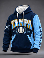Men's Gift For Baseball Fans Print Oversized Drop-Shoulder Hoodie with Pockets