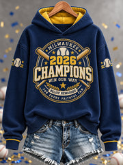 Women's 2026 Baseball Champions Celebration Collection Gift For Baseball Fans Casual Hoodie