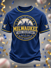 Men's 2026 Baseball Champions Celebration Collection Gift For Baseball Fans Casual Tee