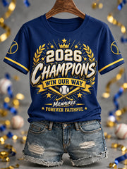 Women's Won Our Way 2026 Baseball Champions Gift For Baseball Fans Casual Tee
