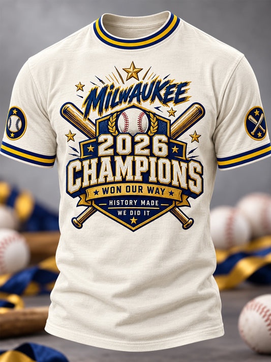 Unisex Won Our Way 2026 Baseball Champions Gift For Baseball Fans Casual Tee