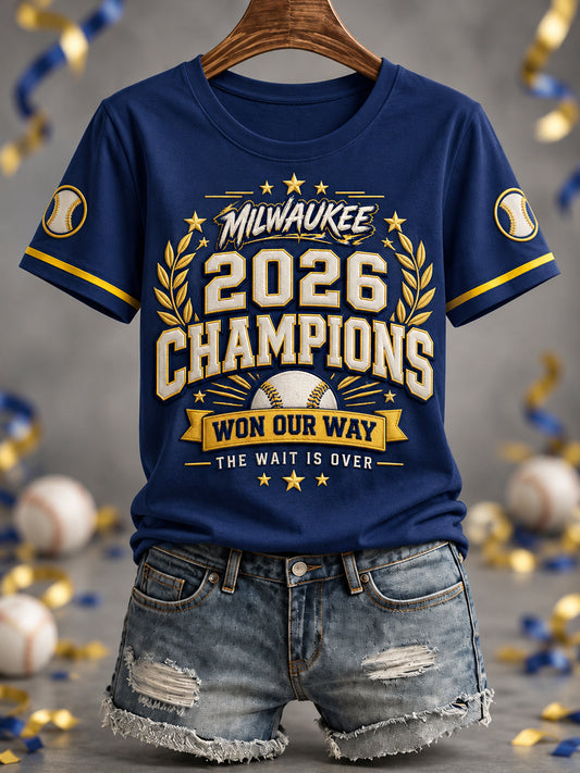 Women's Won Our Way 2026 Baseball Champions Gift For Baseball Fans Casual Tee