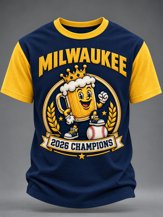 Men's Won Our Way 2026 Baseball Champions Gift For Baseball Fans Print Tee