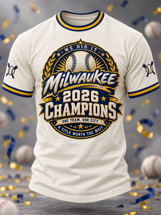 Unisex Won Our Way 2026 Baseball Champions Gift For Baseball Fans Casual Tee